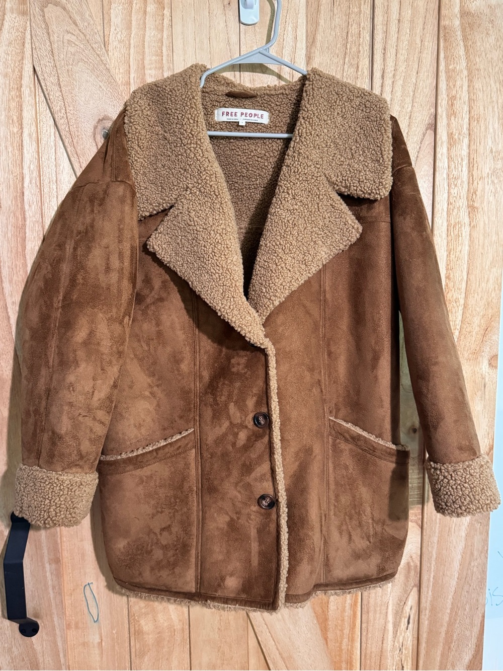 Free People Chestnut Brown Faux Shearling Teddy Coat